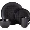 Habitat Geo 16 Piece Stoneware Dinner Set - Black -Habitat 7665242 R Z001A
