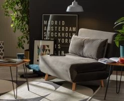 Habitat Roma Small Double Velvet Chair Bed - Charcoal -Habitat 7995541 R Z004A