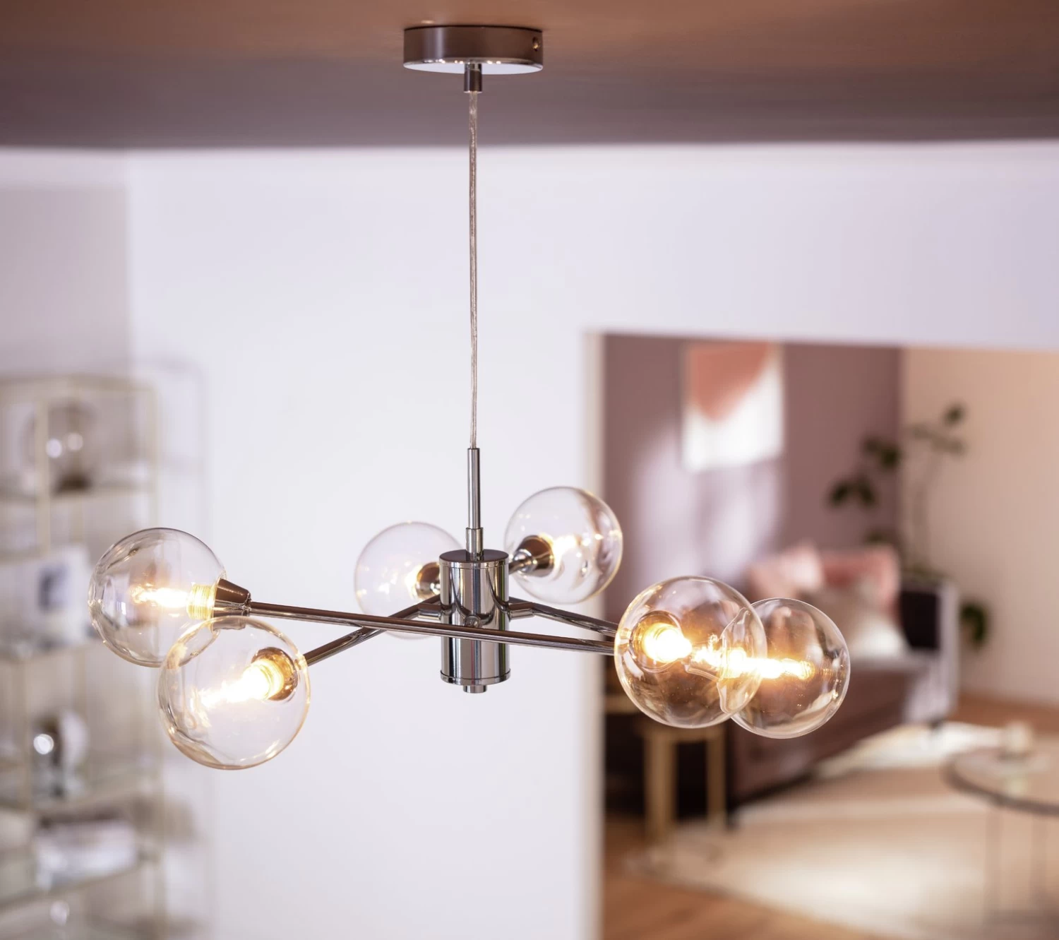 Habitat Glam 6 Light Glass Ceiling Light – Chrome 4 Habitat Glam 6 Light Glass Ceiling Light – Chrome - Image 2