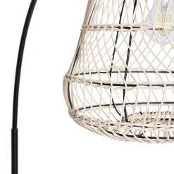 Habitat Rattan Arc Floor Lamp - Cream And Black -Habitat 8024789 R Z002A