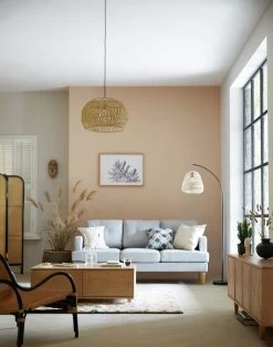 Habitat Rattan Arc Floor Lamp - Cream And Black -Habitat 8024789 R Z004C