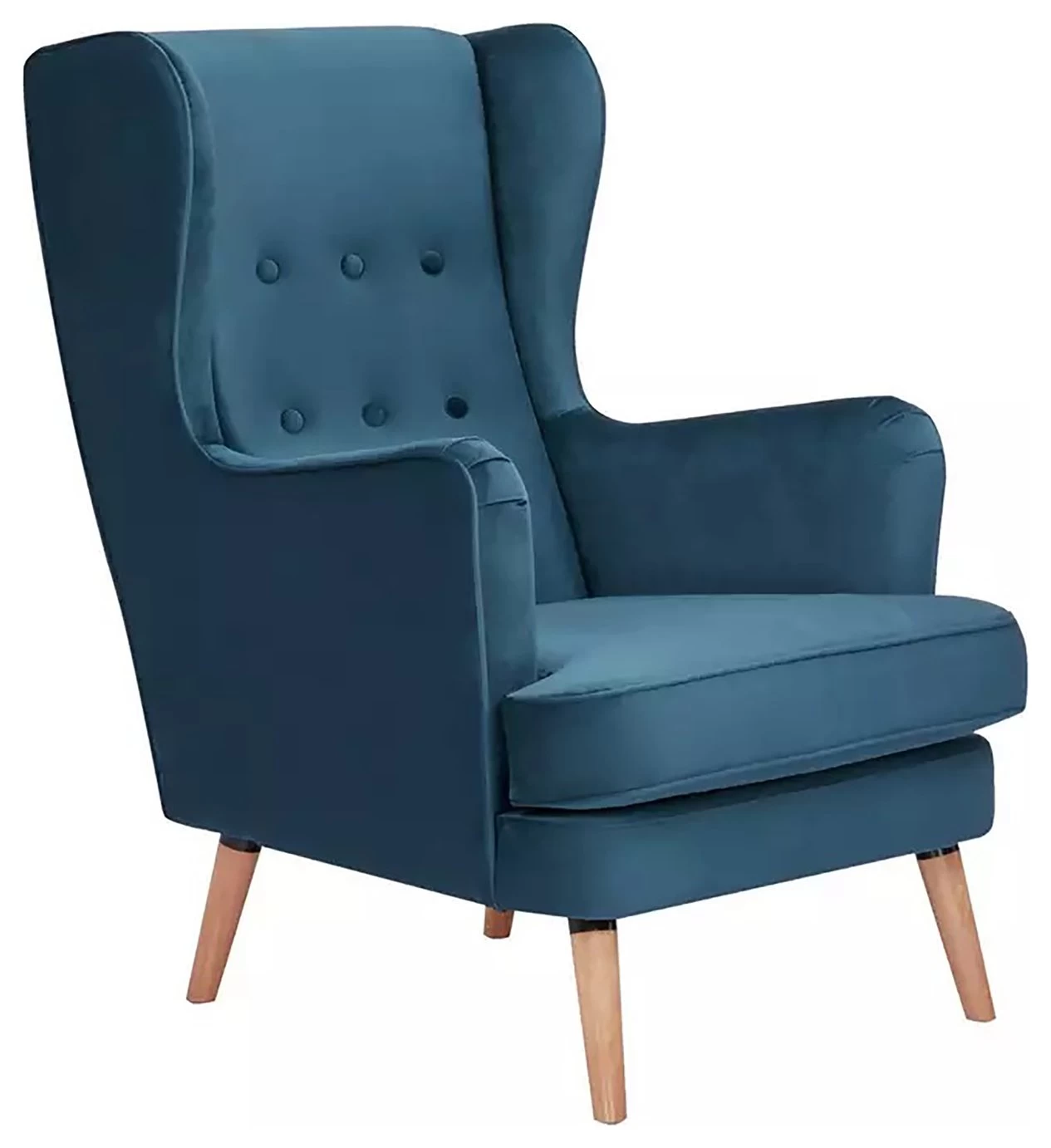 Habitat Callie Velvet Wingback Chair - Petrol Blue 3 Habitat Callie Velvet Wingback Chair - Petrol Blue