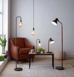 Habitat Rayner Industrial Floor Lamp - Black -Habitat 8438399 R Z013C