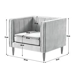 Habitat Vanessa Velvet Armchair - Grey -Habitat 8595809 R Z020A