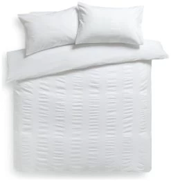 Habitat Cotton 300TC Waffle Striped White Bedding Set-Double 10 Habitat Cotton 300TC Waffle Striped White Bedding Set-Double -Habitat 8612483 R Z002A