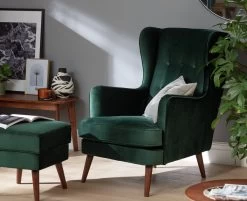 Habitat Callie Velvet Footstool - Forest Green 9 Habitat Callie Velvet Footstool - Forest Green -Habitat 8771441 R Z002C