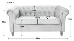 Habitat Chesterfield Velvet 2 Seater Sofa - Blue -Habitat 8817109 R E001