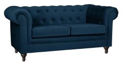 Habitat Chesterfield Velvet 2 Seater Sofa - Blue -Habitat 8817109 R Z004A