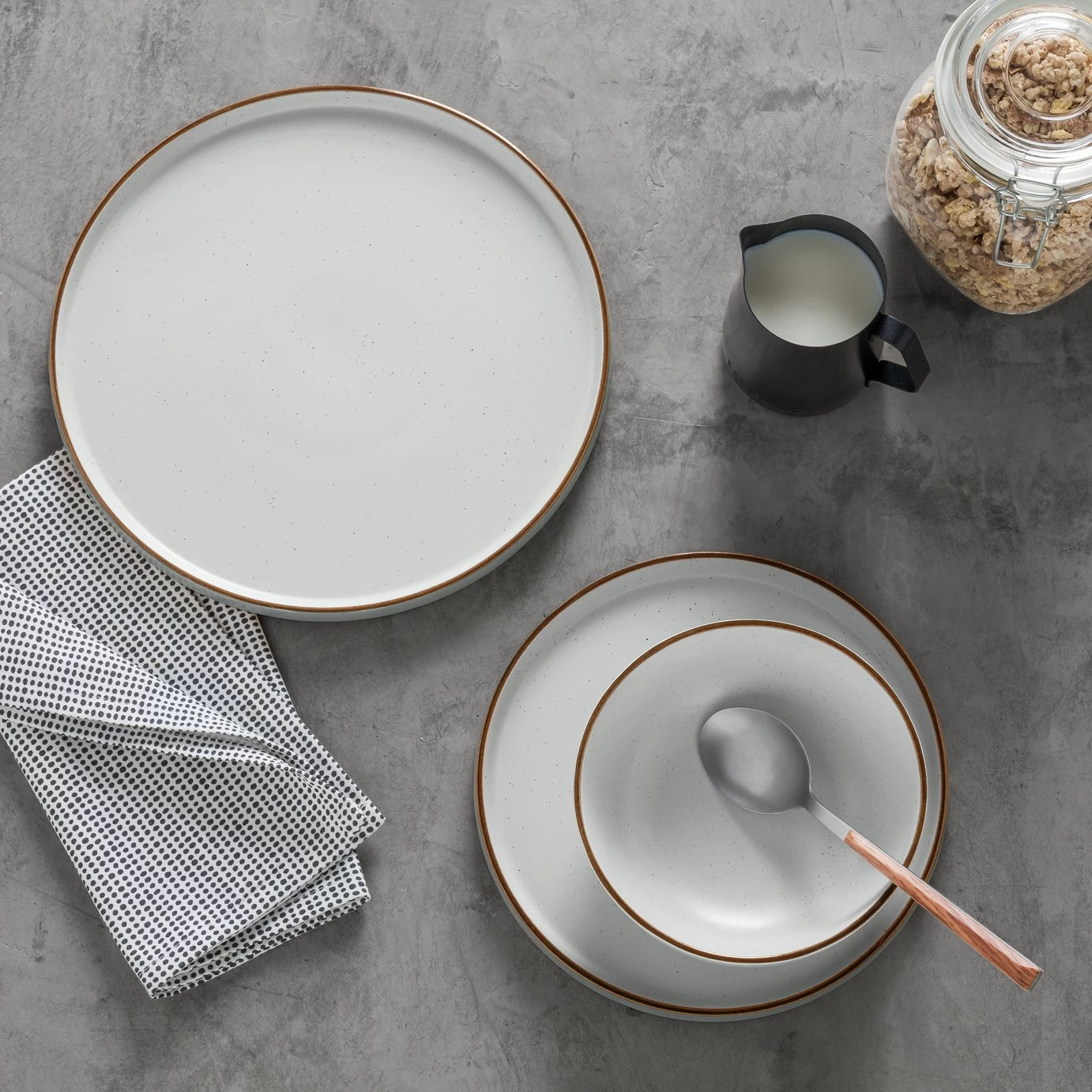 Habitat Loft Living Speckle 12 Piece Dinner Set - Grey 4 Habitat Loft Living Speckle 12 Piece Dinner Set - Grey - Image 2