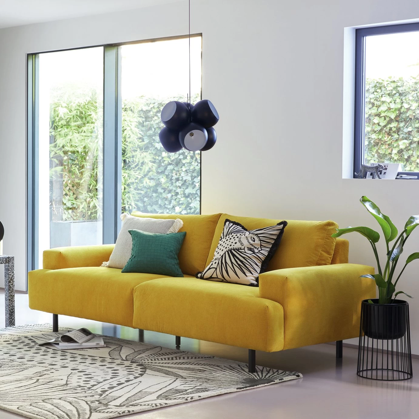 Habitat Julien Fabric 3 Seater Sofa - Yellow 4 Habitat Julien Fabric 3 Seater Sofa - Yellow - Image 2
