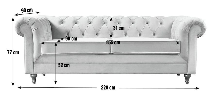 Habitat Chesterfield Velvet 3 Seater Sofa - Blue 6 Habitat Chesterfield Velvet 3 Seater Sofa - Blue - Image 4