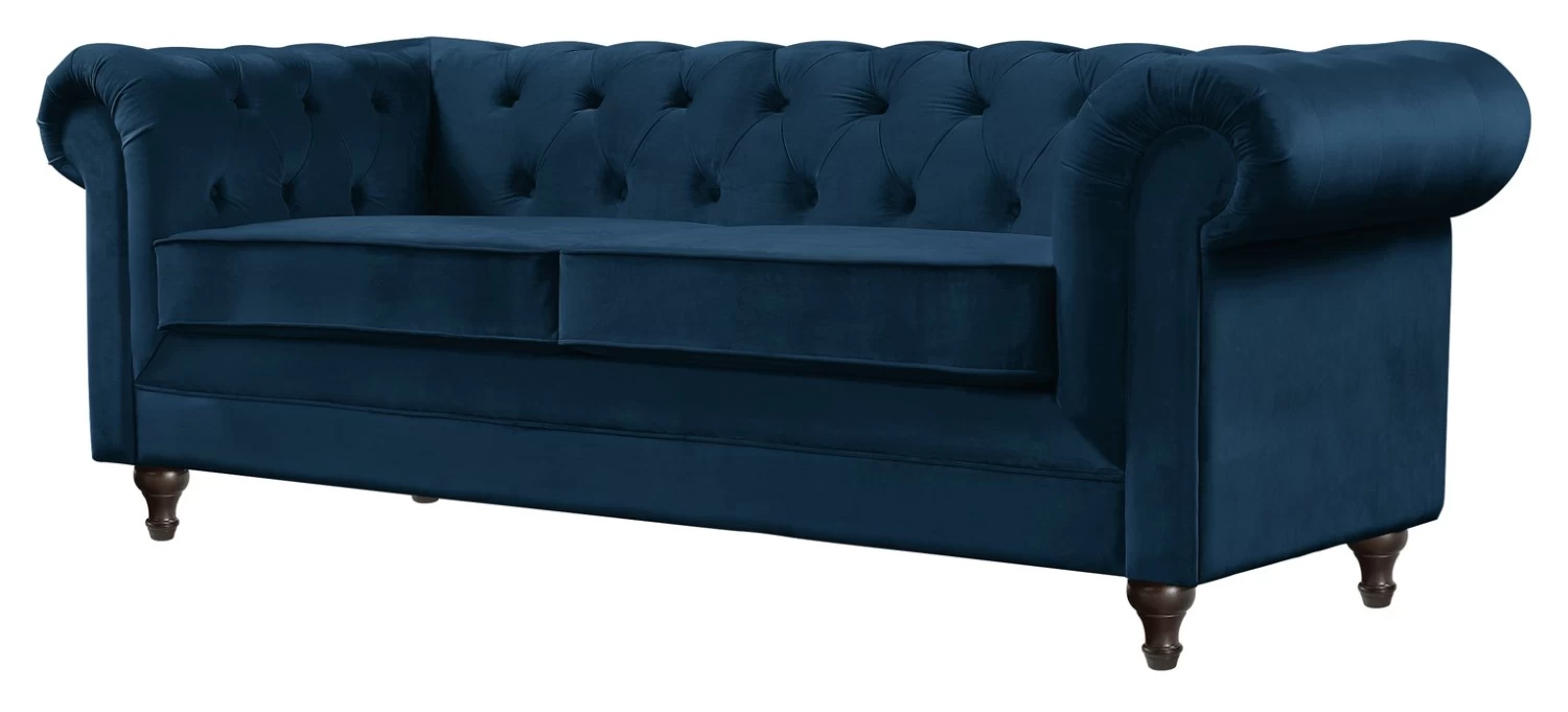Habitat Chesterfield Velvet 3 Seater Sofa - Blue 7 Habitat Chesterfield Velvet 3 Seater Sofa - Blue - Image 5