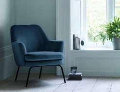 Habitat Celine Velvet Accent Chair - Blue -Habitat 8874702 R Z002C