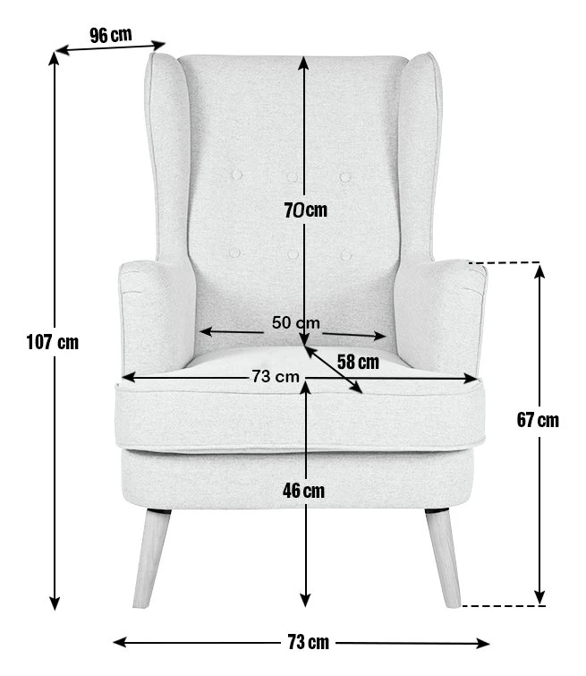 Habitat Callie Fabric Wingback Chair- Light Grey 5 Habitat Callie Fabric Wingback Chair- Light Grey - Image 3