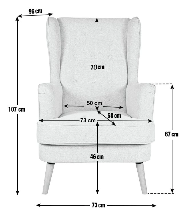 Habitat Callie Fabric Wingback Chair- Light Grey 13 Habitat Callie Fabric Wingback Chair- Light Grey - Image 11