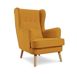 Habitat Callie Fabric Wingback Chair - Mustard -Habitat 8887562 R Z002A