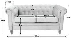 Habitat Chesterfield Velvet 2 Seater Sofa - Green -Habitat 8889924 R E001