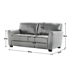 Habitat Milford Leather 3 Seater Sofa - Black -Habitat 8907741 R E001