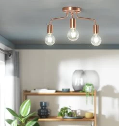 Habitat Rayner Steel LED Flush Ceiling Light - Rosegold -Habitat 8927226 R Z002C