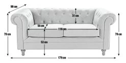 Habitat Chesterfield Velvet 2 Seater Sofa - Light Grey -Habitat 8954914 R E020