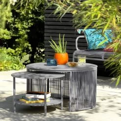 Habitat Ipanema Metal Garden Coffee Table - Grey -Habitat 8957045 R Z004C