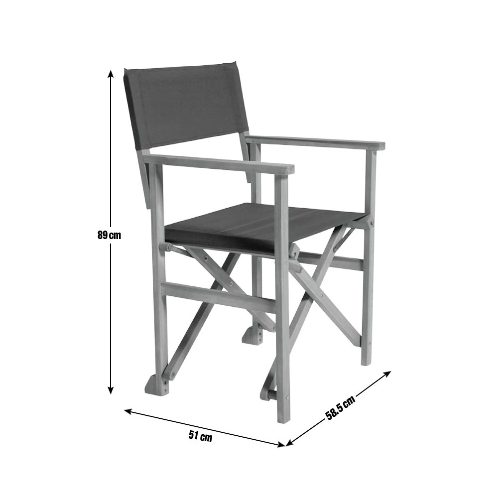 Habitat Folding Wooden Director Chair - Charcoal 5 Habitat Folding Wooden Director Chair - Charcoal - Image 3