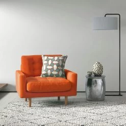 Habitat Fenner Velvet Fabric Armchair - Orange -Habitat 8962982 R Z001C