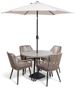 Habitat Malta 4 Seater Rattan Effect Patio Set - Natural -Habitat 8981671 R Z002A