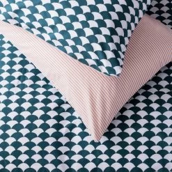 Habitat Cotton Scallop Teal Reversible Bedding Set - Double -Habitat 8985684 R Z003A