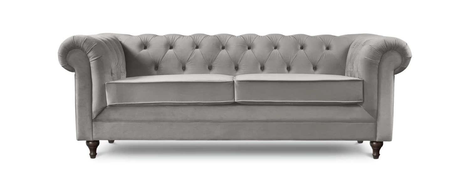 Habitat Chesterfield Velvet 3 Seater Sofa - Light Grey 3 Habitat Chesterfield Velvet 3 Seater Sofa - Light Grey