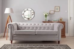 Habitat Chesterfield Velvet 3 Seater Sofa - Light Grey 14 Habitat Chesterfield Velvet 3 Seater Sofa - Light Grey -Habitat 9112913 R Z001C