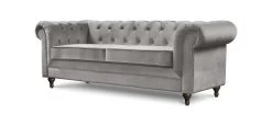 Habitat Chesterfield Velvet 3 Seater Sofa - Light Grey 17 Habitat Chesterfield Velvet 3 Seater Sofa - Light Grey -Habitat 9112913 R Z002A