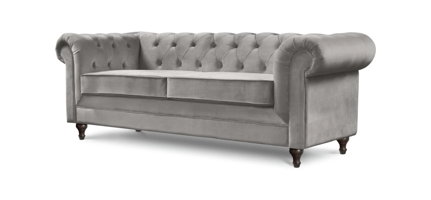 Habitat Chesterfield Velvet 3 Seater Sofa - Light Grey 8 Habitat Chesterfield Velvet 3 Seater Sofa - Light Grey - Image 6