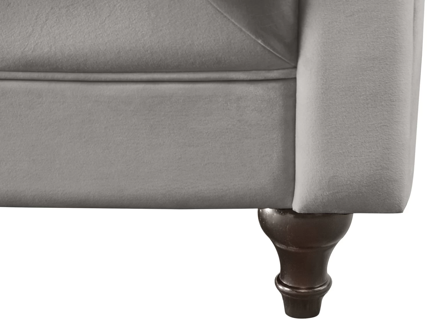 Habitat Chesterfield Velvet 3 Seater Sofa - Light Grey 10 Habitat Chesterfield Velvet 3 Seater Sofa - Light Grey - Image 8