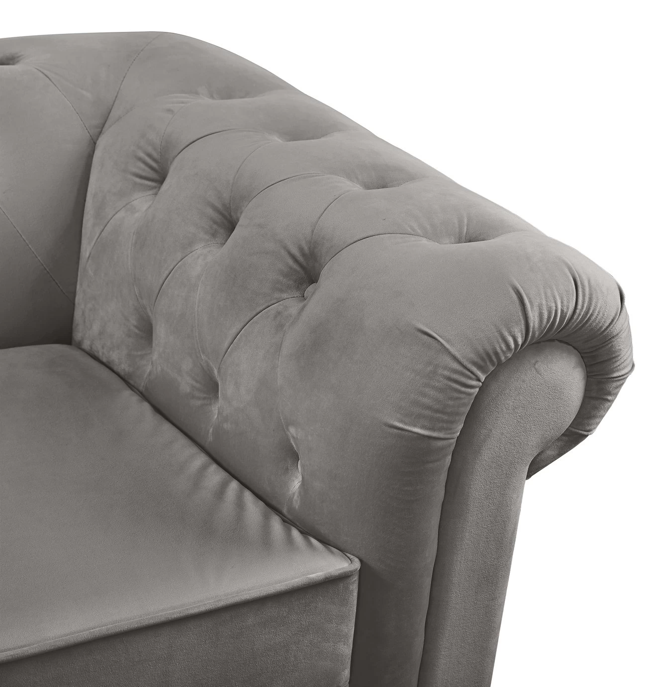 Habitat Chesterfield Velvet 3 Seater Sofa - Light Grey 12 Habitat Chesterfield Velvet 3 Seater Sofa - Light Grey - Image 10