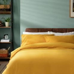 Habitat Stonewashed Cotton Plain Mustard Bedding Set -Double -Habitat 9189252 R Z002C