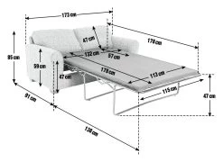 Habitat Lisbon Small Double Fabric Sofa Bed - Charcoal -Habitat 9198786 R E001