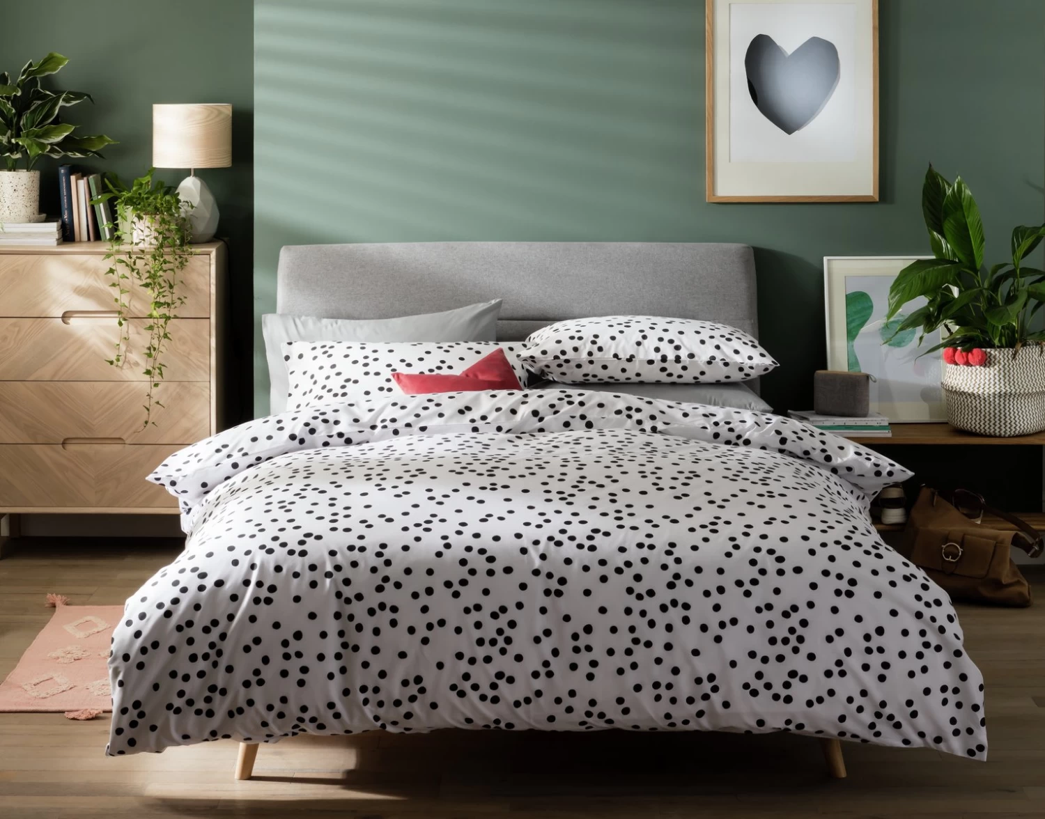Habitat Cotton Dot Penny White & Black Bedding Set - Single 7 Habitat Cotton Dot Penny White & Black Bedding Set - Single - Image 5