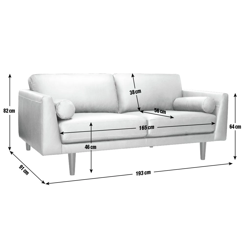 Habitat Jackson Leather 3 Seater Sofa - Grey 5 Habitat Jackson Leather 3 Seater Sofa - Grey - Image 3