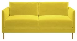 Habitat Hyde Velvet 2 Seater Sofa - Yellow