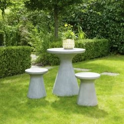 Habitat Milton 2 Seater Fibrestone Garden Bistro Set - Grey -Habitat 9208030 R Z001C