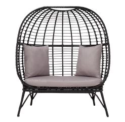 Habitat Kora 2 Seater Egg Bench - Black -Habitat 9210822 R Z002A