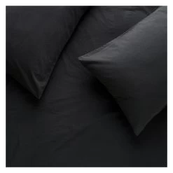 Habitat Washed Plain Charcoal Fitted Sheet - Double -Habitat 9230280 R Z002A