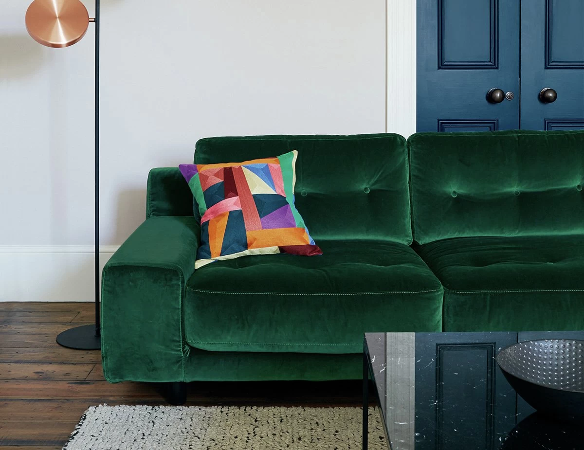 Habitat Hendricks Velvet Right Hand Corner Chaise Sofa-Green 4 Habitat Hendricks Velvet Right Hand Corner Chaise Sofa-Green - Image 2