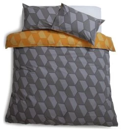 Habitat Industrial Geo Grey Reversible Bedding Set - Single -Habitat 9281318 R Z002A
