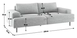 Habitat Julien Velvet 3 Seater Sofa - Grey -Habitat 9301542 R E001