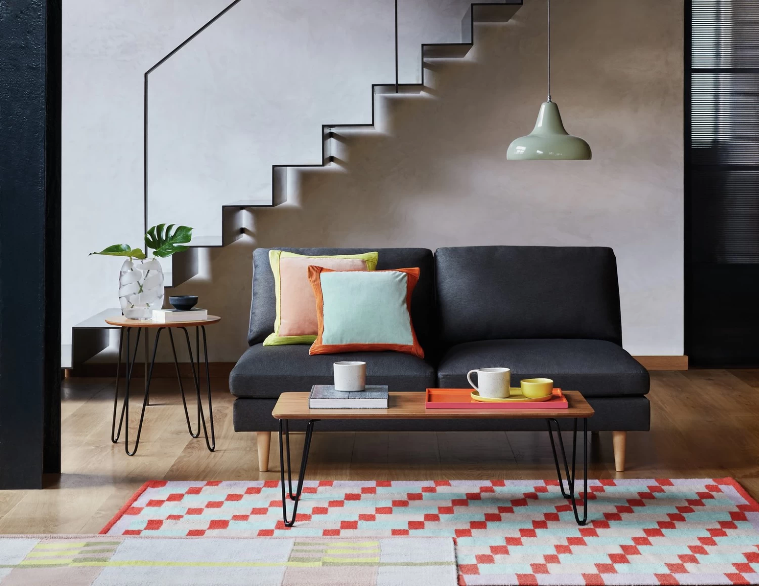 Habitat Teo Velvet 2 Seater Sofa - Orange 4 Habitat Teo Velvet 2 Seater Sofa - Orange - Image 2