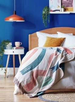 Habitat Studio Squiggle Cotton Throw - Multicoloured -Habitat 9340541 R Z001C