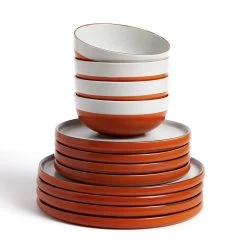 Habitat 12 Piece Stoneware Dinner Set - Rust Speckle -Habitat 9361173 R Z002A