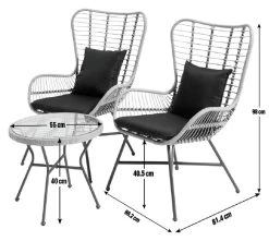 Habitat 2 Seater Bamboo Garden Bistro Set - Natural -Habitat 9371998 R E001